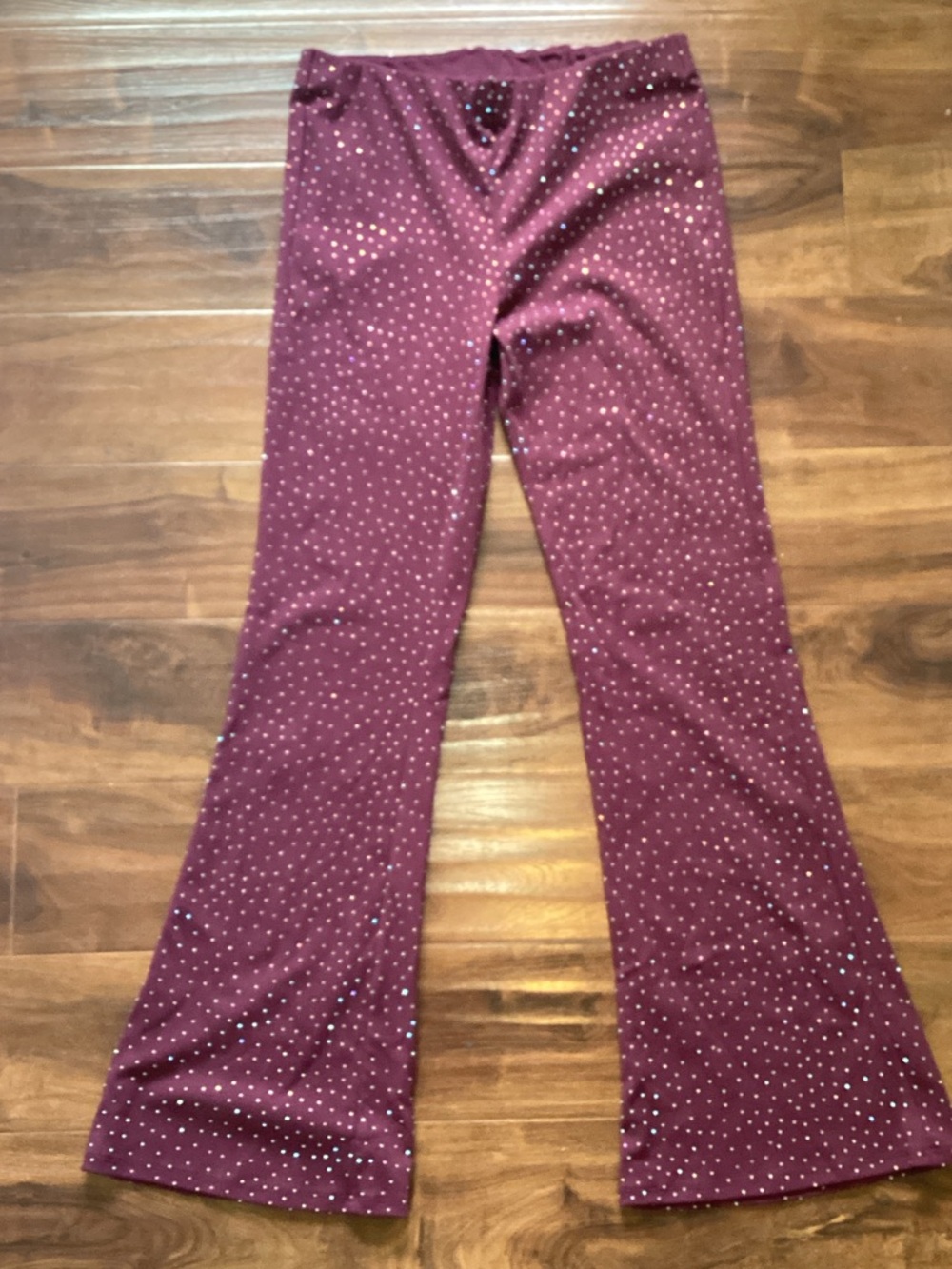 No Boundaries Maroon Flared Leggings with Small Sparkled Studs